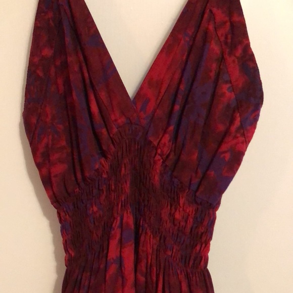 Authentic Hawaiian dress reds and hints of purple flower print - Picture 2 of 11